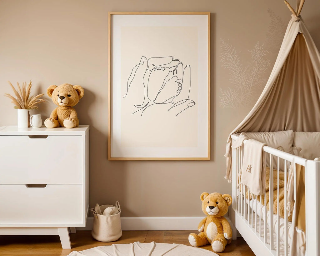 Playroom Ideas | Parent Baby Line Art Print | Soft Pink Nursery Wall Art wall art print, modern home decor, unframed artwork by Nomad & Nest