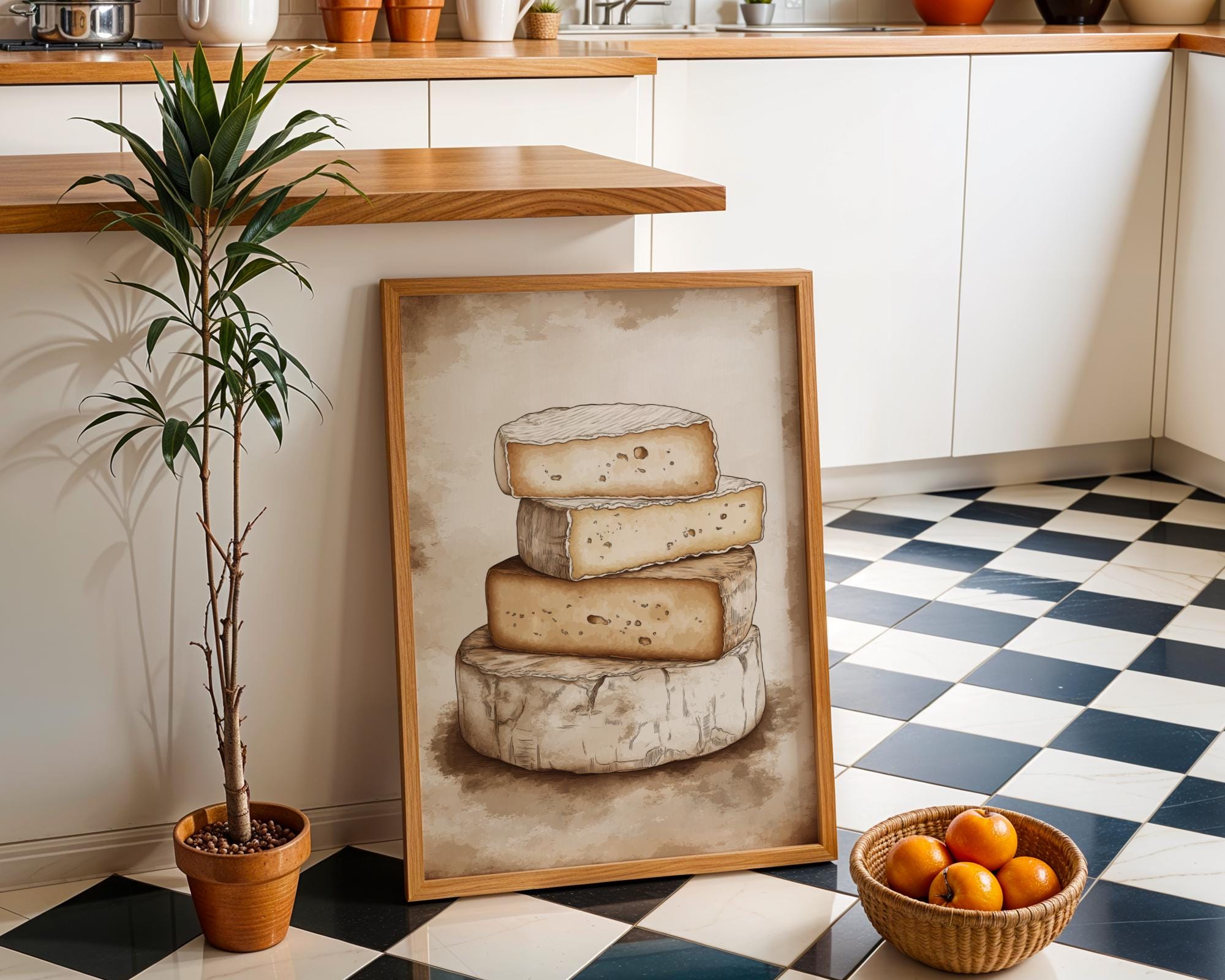 Cheese & Grapes Kitchen Print • French Fromage Wall Art wall art print, modern home decor, unframed artwork by Nomad & Nest