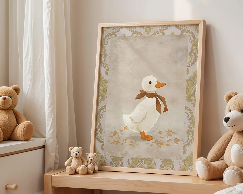 Playroom Ideas | Vintage Duck Nursery Wall Art | Storybook Farm Animal Print wall art print, modern home decor, unframed artwork by Nomad & Nest