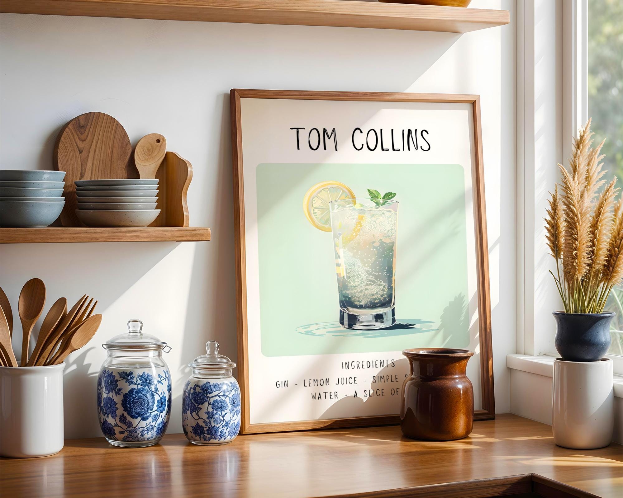 Tom Collins Cocktail Print | Minimalist Bar Cart Art wall art print, modern home decor, unframed artwork by Nomad & Nest