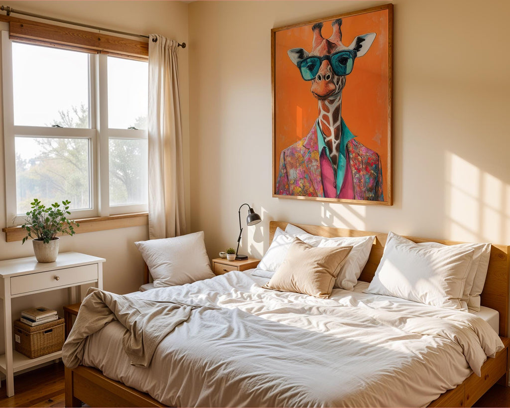 Giraffe in Sunglasses Wall Art | Retro Pop Print wall art print, modern home decor, unframed artwork by Nomad & Nest