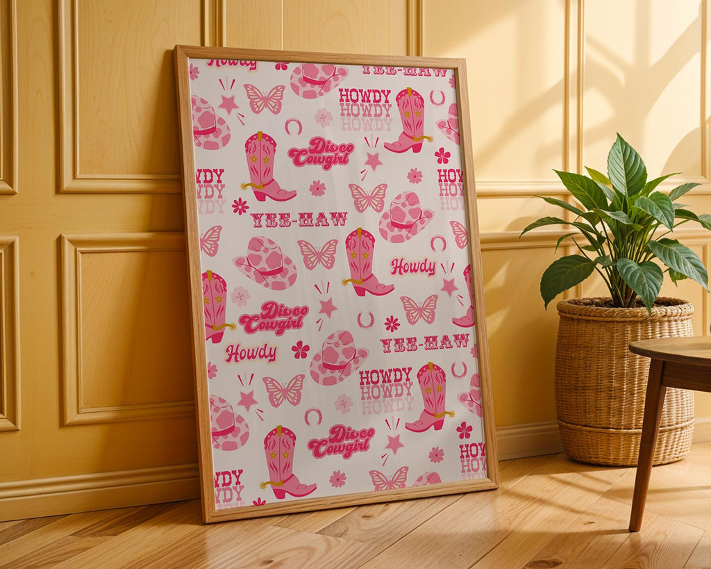 Pink Disco Cowgirl Print | Western Wall Art Poster wall art print, modern home decor, unframed artwork by Nomad & Nest