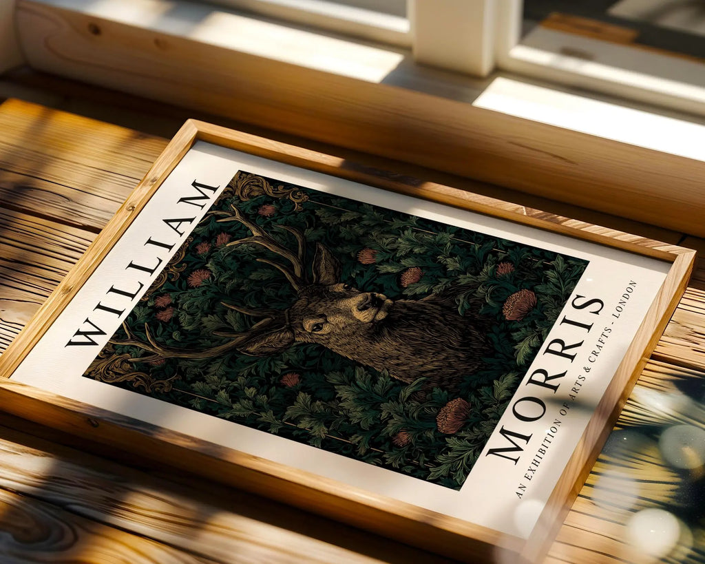 William Morris Print Stag  | Vintage Botanical Deer Art Poster wall art print, modern home decor, unframed artwork by Nomad & Nest
