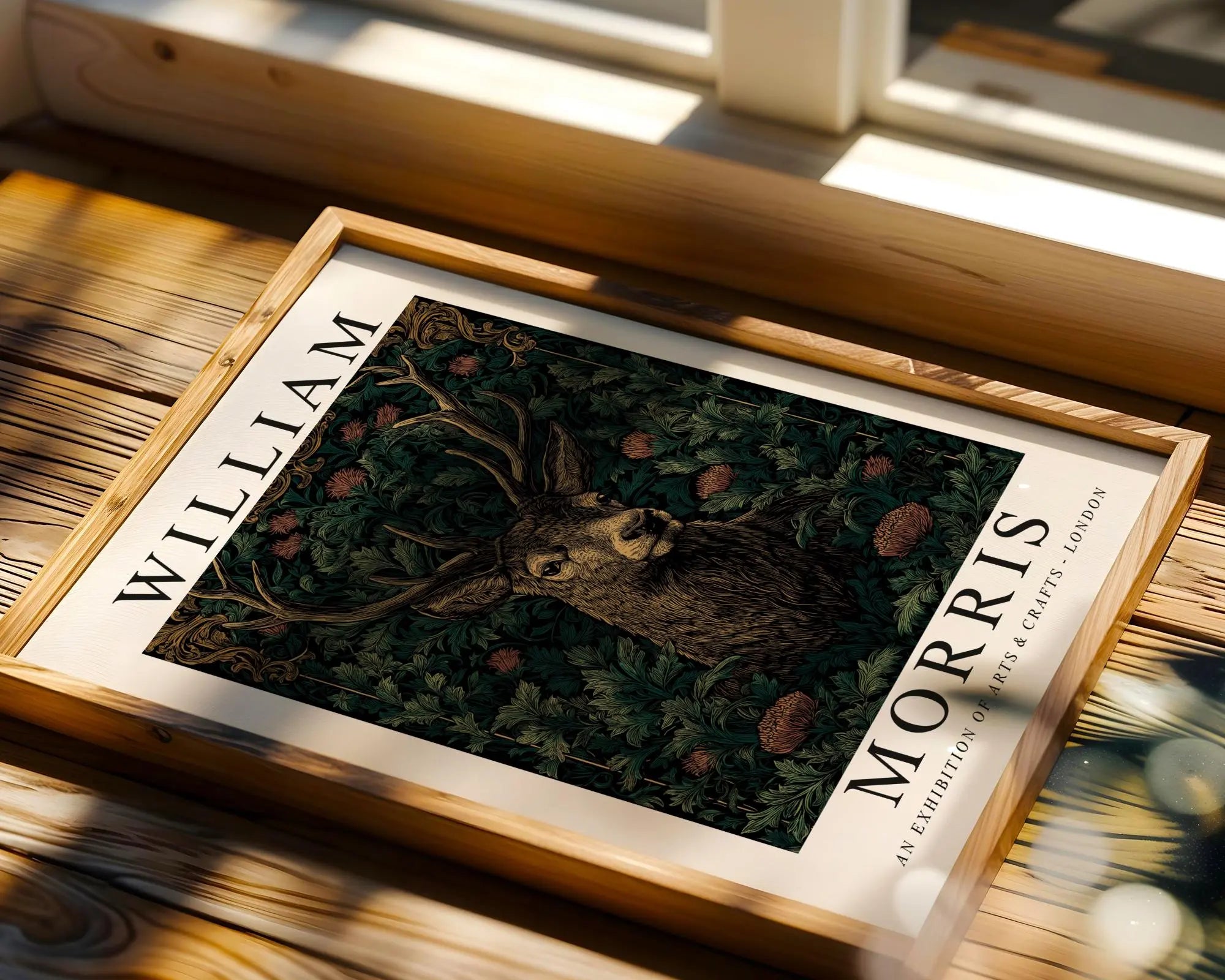 William Morris Print Stag  | Vintage Botanical Deer Art Poster wall art print, modern home decor, unframed artwork by Nomad & Nest