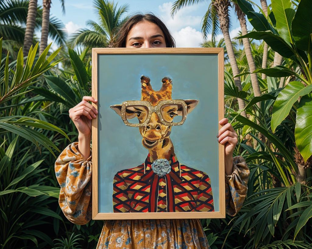 Glam Giraffe Art Print | Safari Animal Poster wall art print, modern home decor, unframed artwork by Nomad & Nest