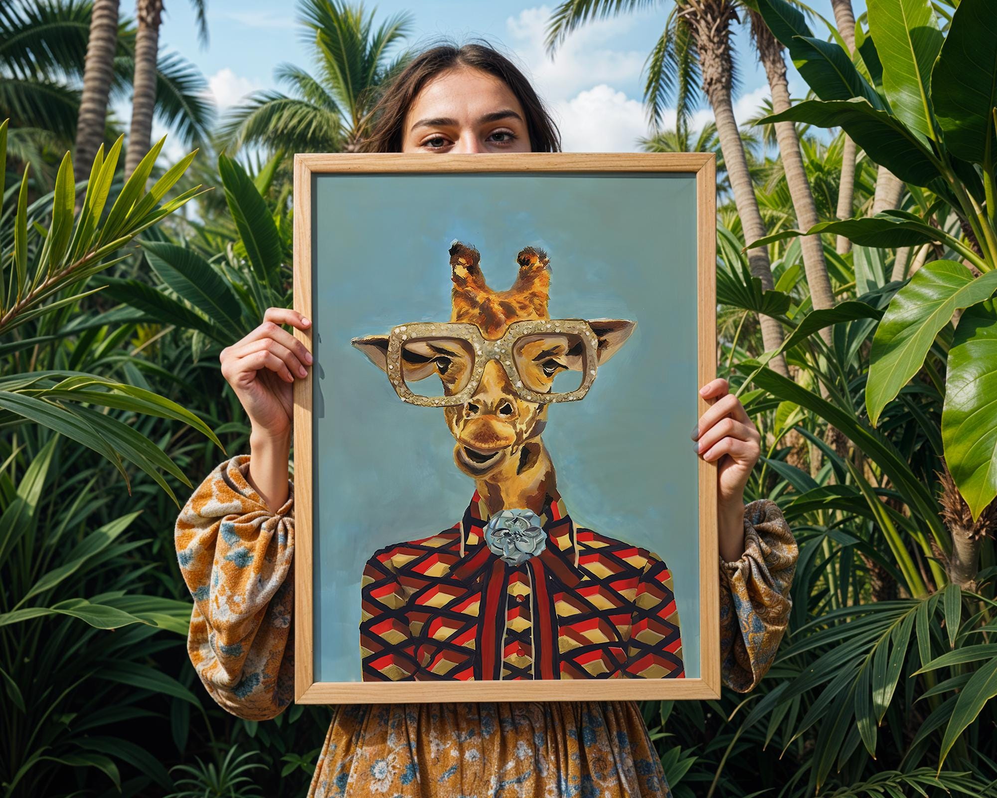Glam Giraffe Art Print | Safari Animal Poster wall art print, modern home decor, unframed artwork by Nomad & Nest