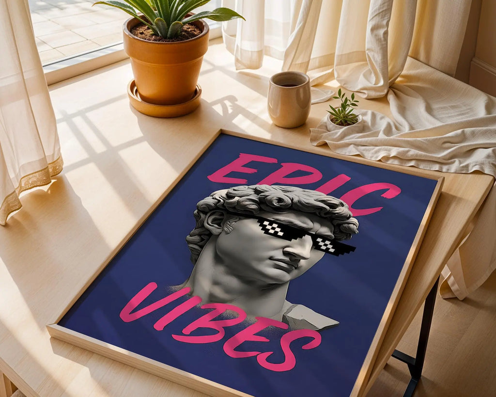Classical Statue Print | Sunglasses Pop Art Poster wall art print, modern home decor, unframed artwork by Nomad & Nest