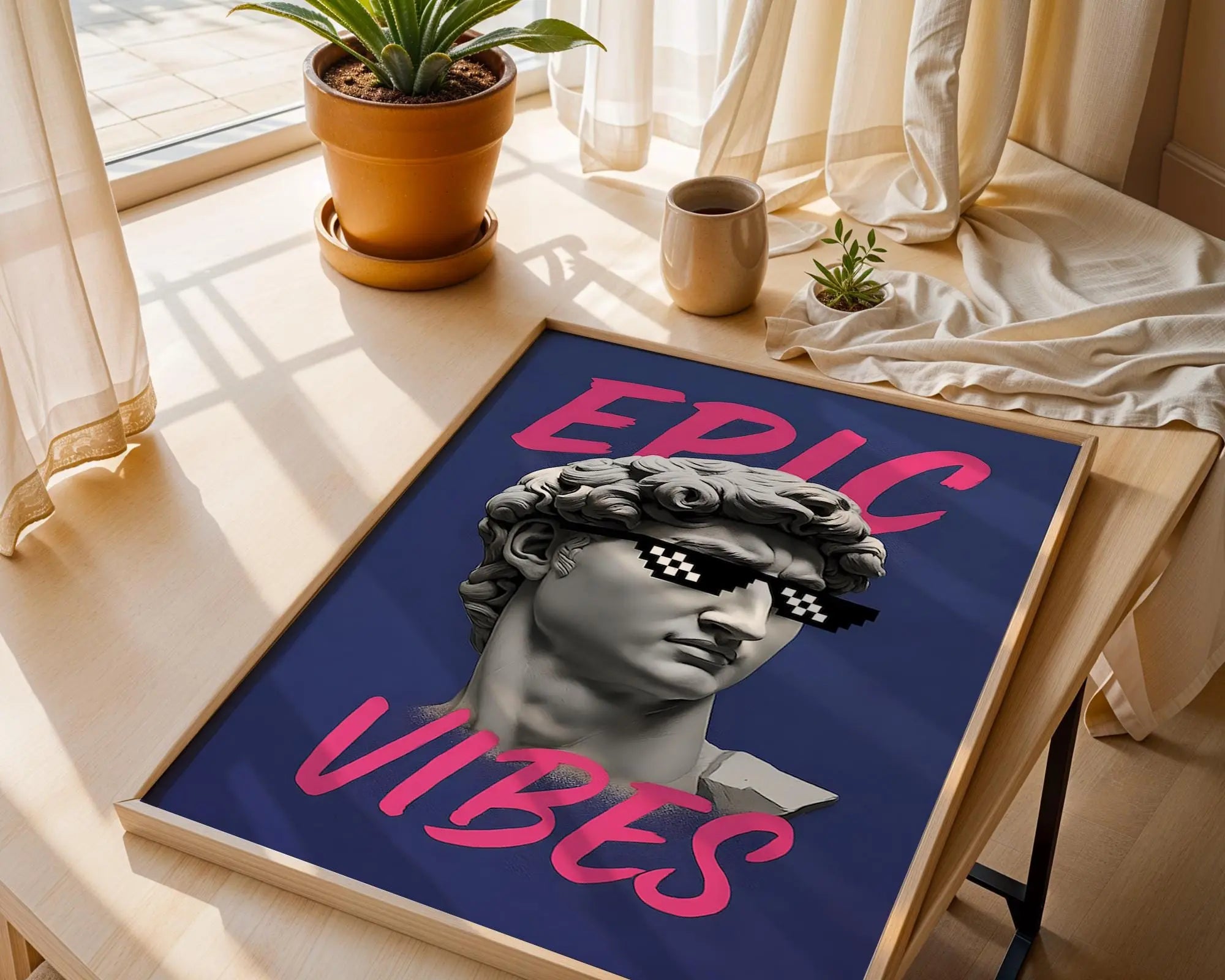 Classical Statue Print | Sunglasses Pop Art Poster wall art print, modern home decor, unframed artwork by Nomad & Nest