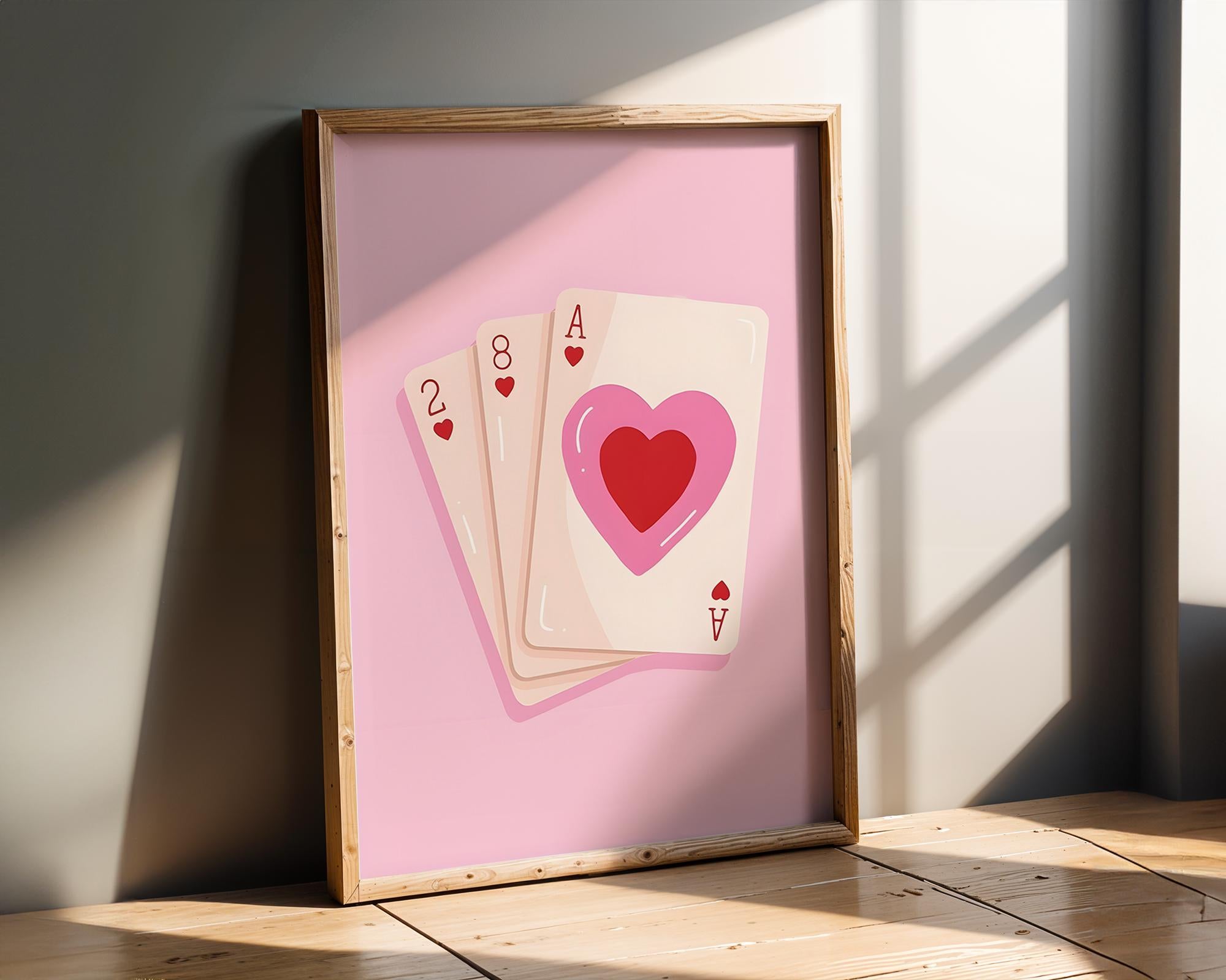 Modern Pop Art | Ace of Hearts Print | Pink Card Deck Poster, Valentine's Decor wall art print, modern home decor, unframed artwork by Nomad & Nest