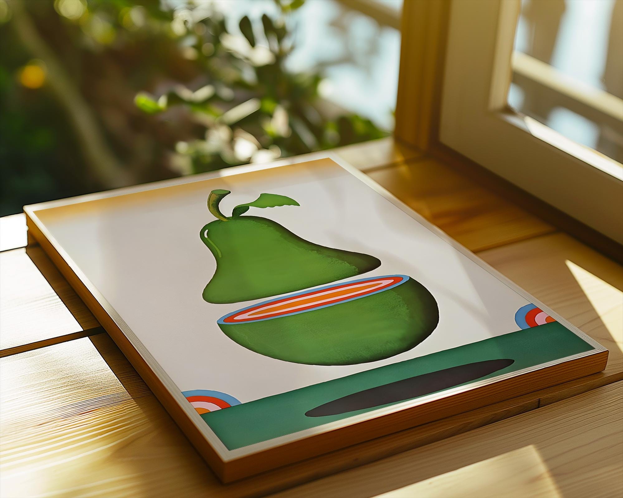 Pop Art Pear Print | Retro Green Fruit, Modern Kitchen Decor wall art print, modern home decor, unframed artwork by Nomad & Nest
