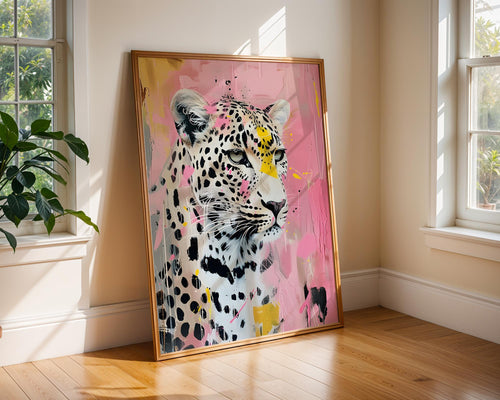 Colourful Prints | Abstract Leopard Print | Pink Animal Portrait, Modern Wall Art wall art print, modern home decor, unframed artwork by Nomad & Nest