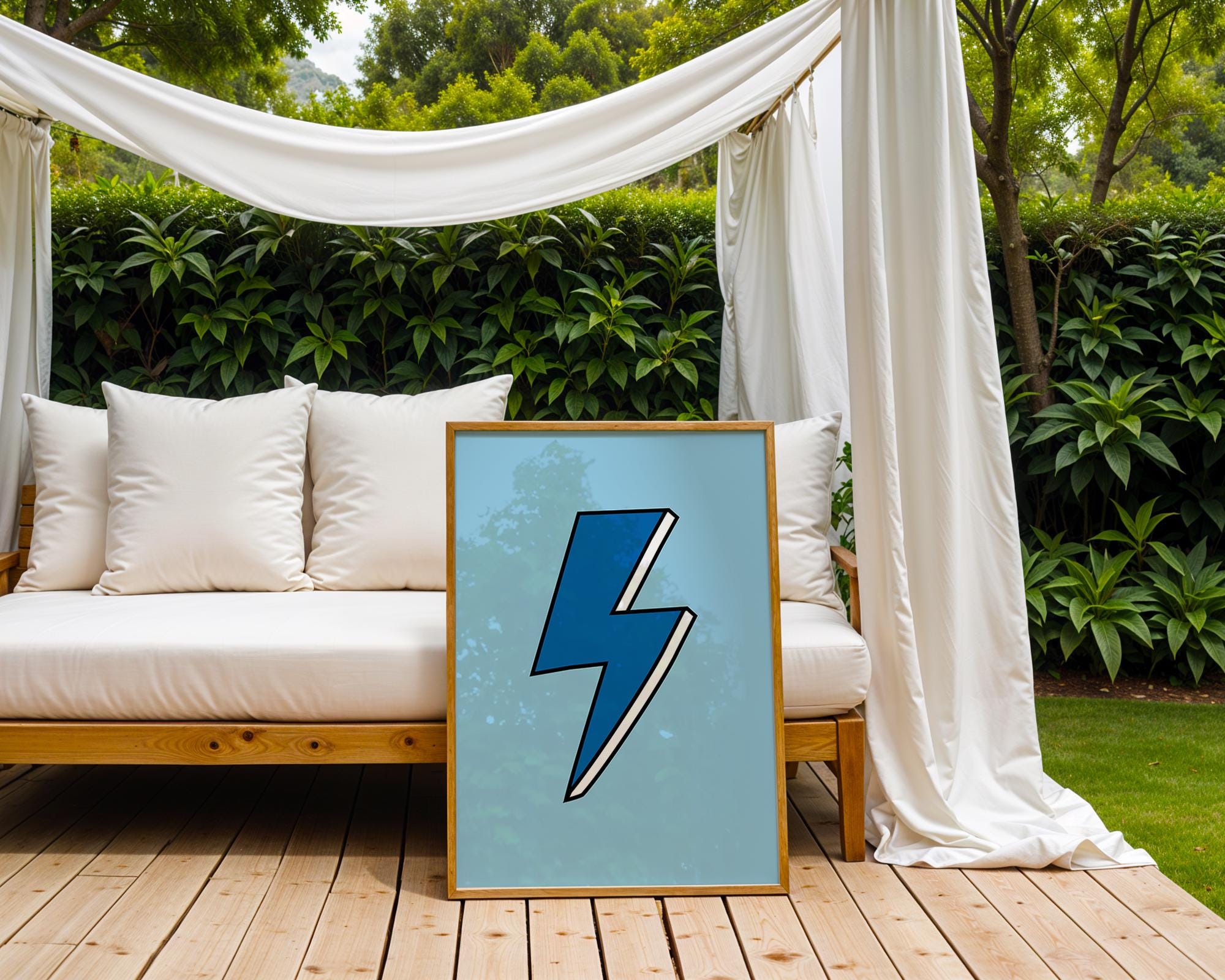 Blue Lightning Bolt Print | Trendy Pop Art Poster wall art print, modern home decor, unframed artwork by Nomad & Nest