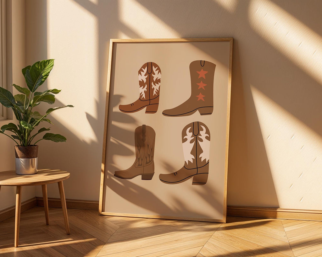 Cowboy Boots Print Set | Neutral Western Farmhouse Art wall art print, modern home decor, unframed artwork by Nomad & Nest