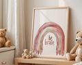 Playroom Ideas | Be Brave Rainbow Nursery Art | Boho Motivational Print wall art print, modern home decor, unframed artwork by Nomad & Nest