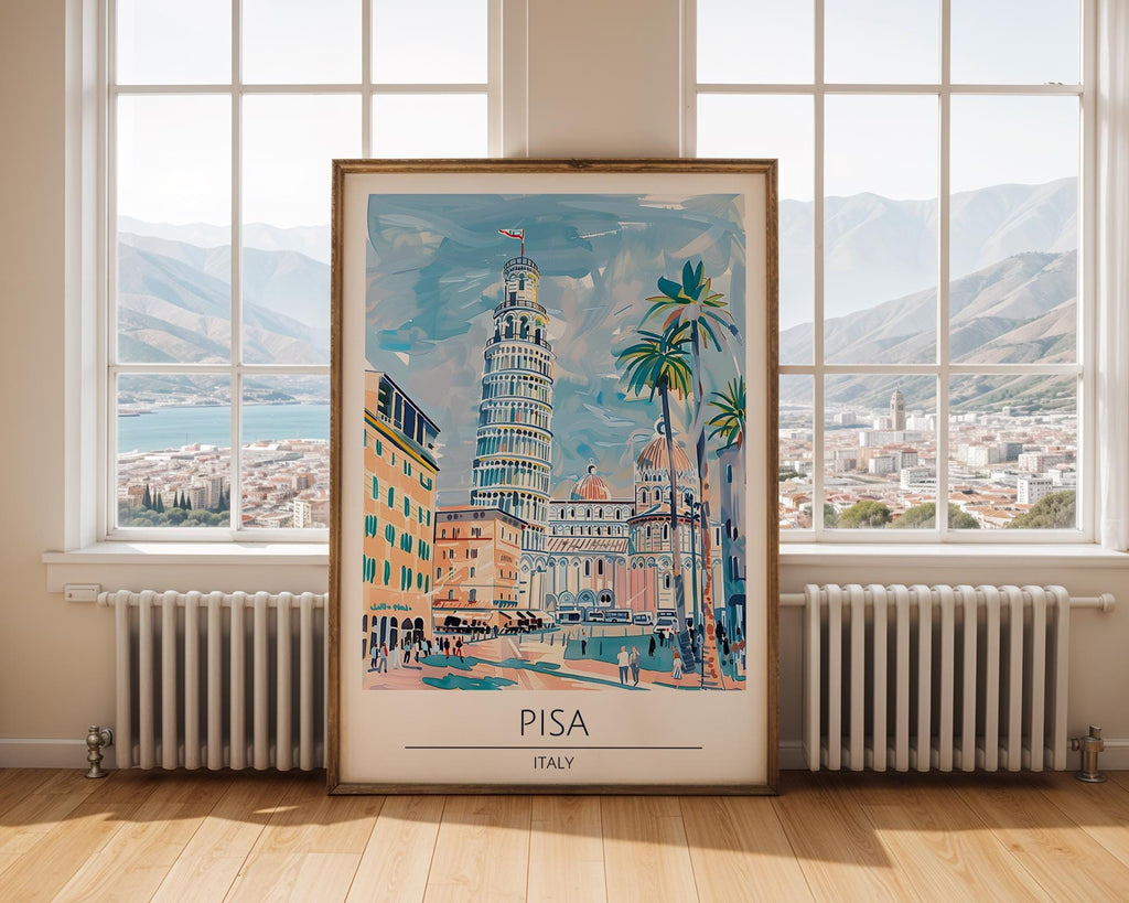 Leaning Tower of Pisa Print | Illustrated Italian Travel Poster wall art print, modern home decor, unframed artwork by Nomad & Nest