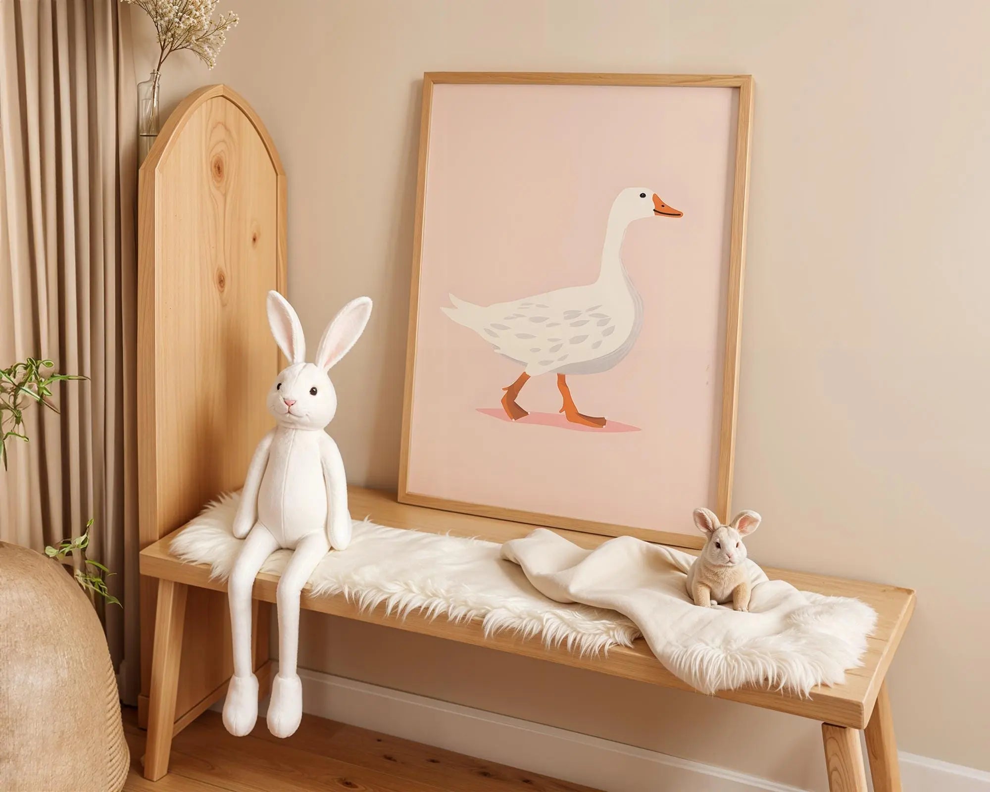Playroom Ideas | Goose Nursery Wall Art | Minimal Farm Animal Baby Print wall art print, modern home decor, unframed artwork by Nomad & Nest