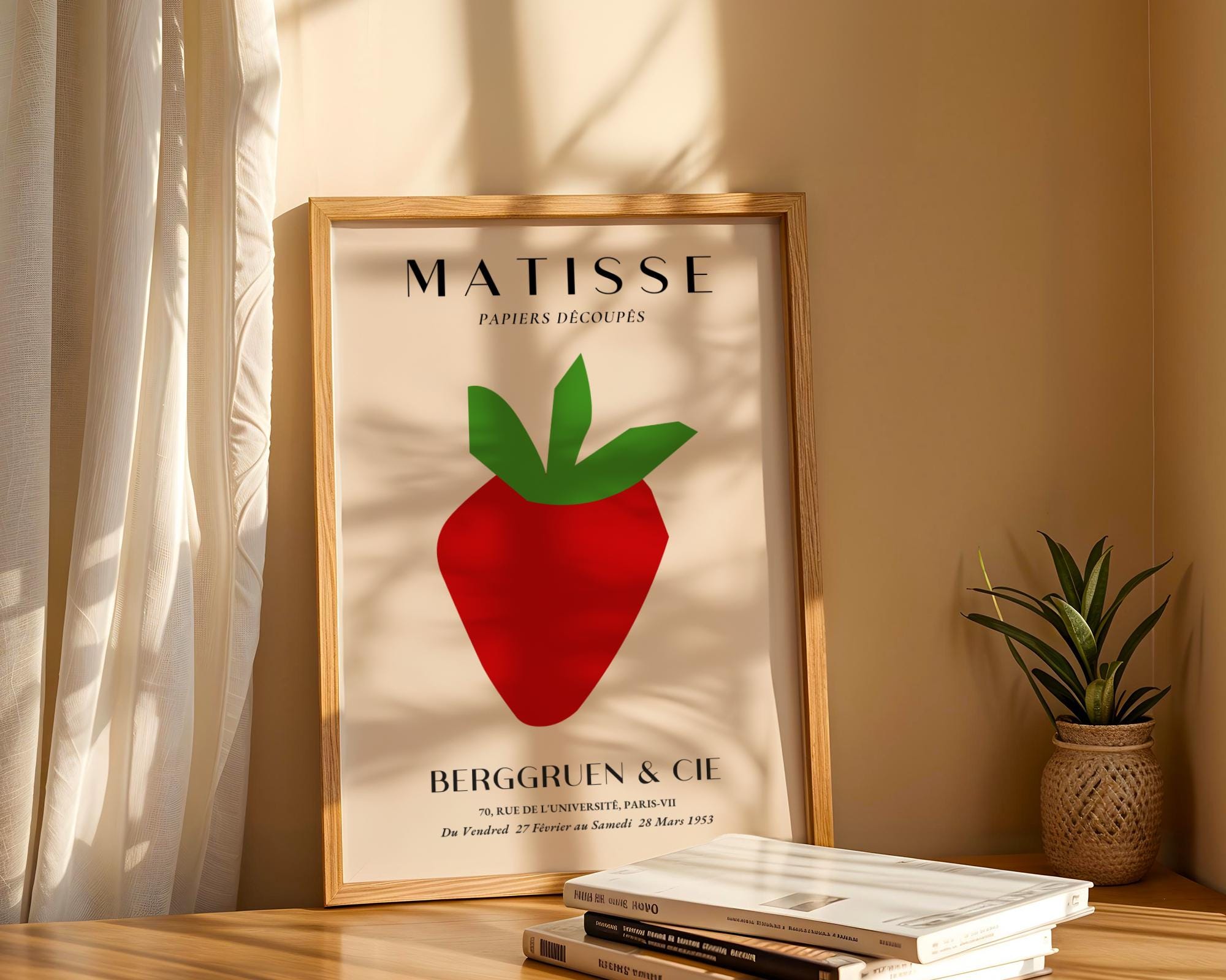 Henri Matisse Print | Inspired Strawberry | Minimalist Kitchen Wall Art wall art print, modern home decor, unframed artwork by Nomad & Nest