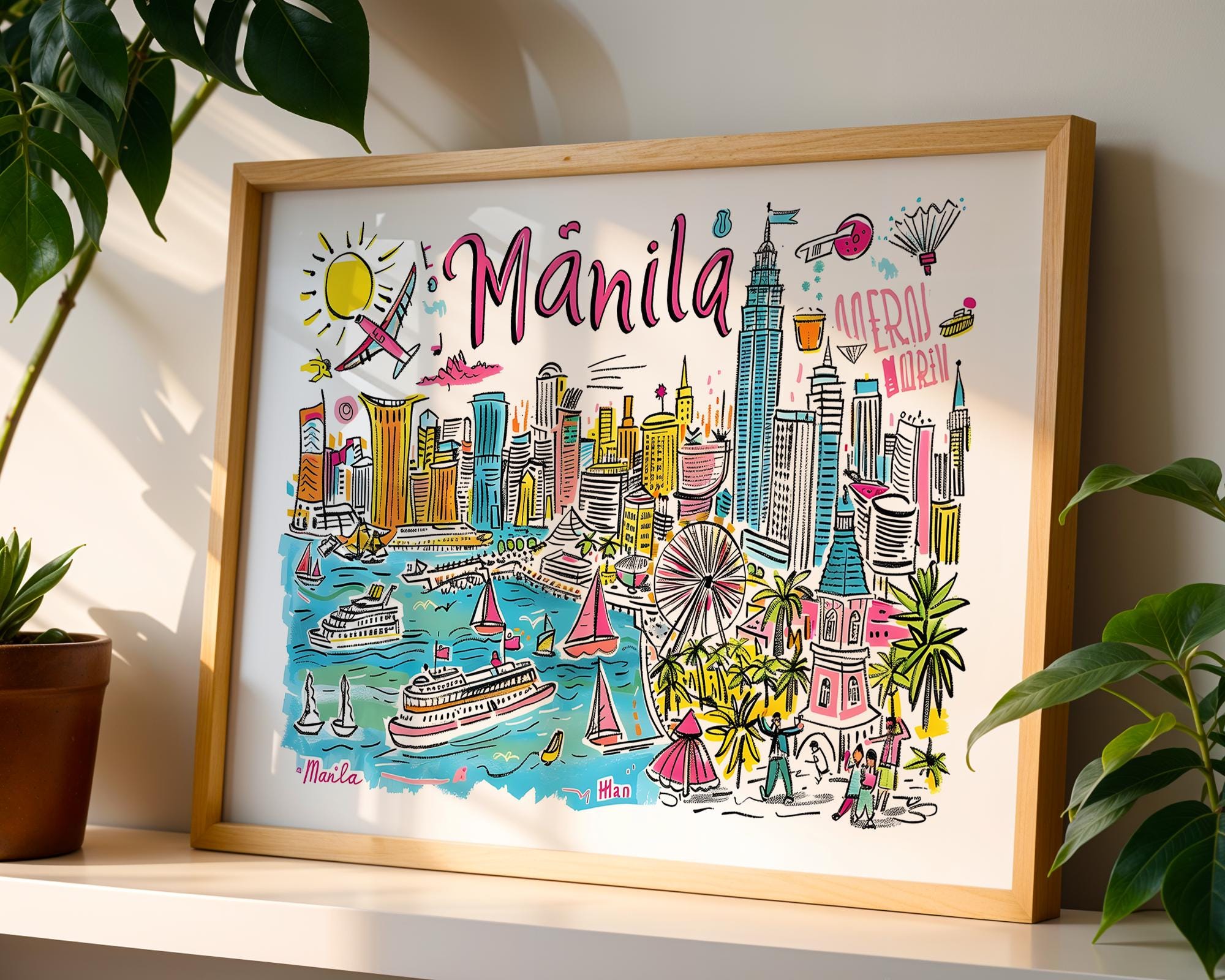 Manila Philippines Art Print | Colorful Cityscape Travel Poster wall art print, modern home decor, unframed artwork by Nomad & Nest