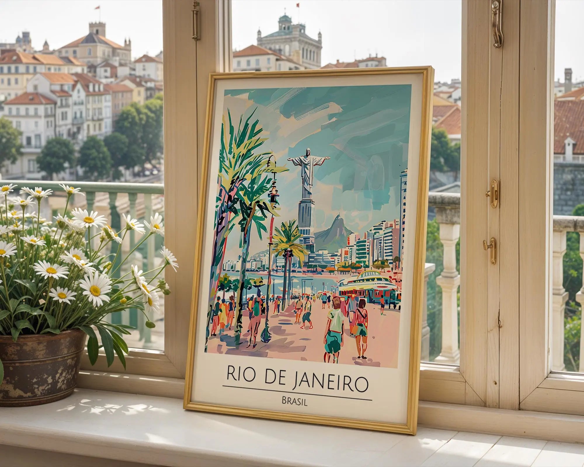 Rio de Janeiro Travel Poster | Christ the Redeemer, Brazil Beach Art wall art print, modern home decor, unframed artwork by Nomad & Nest