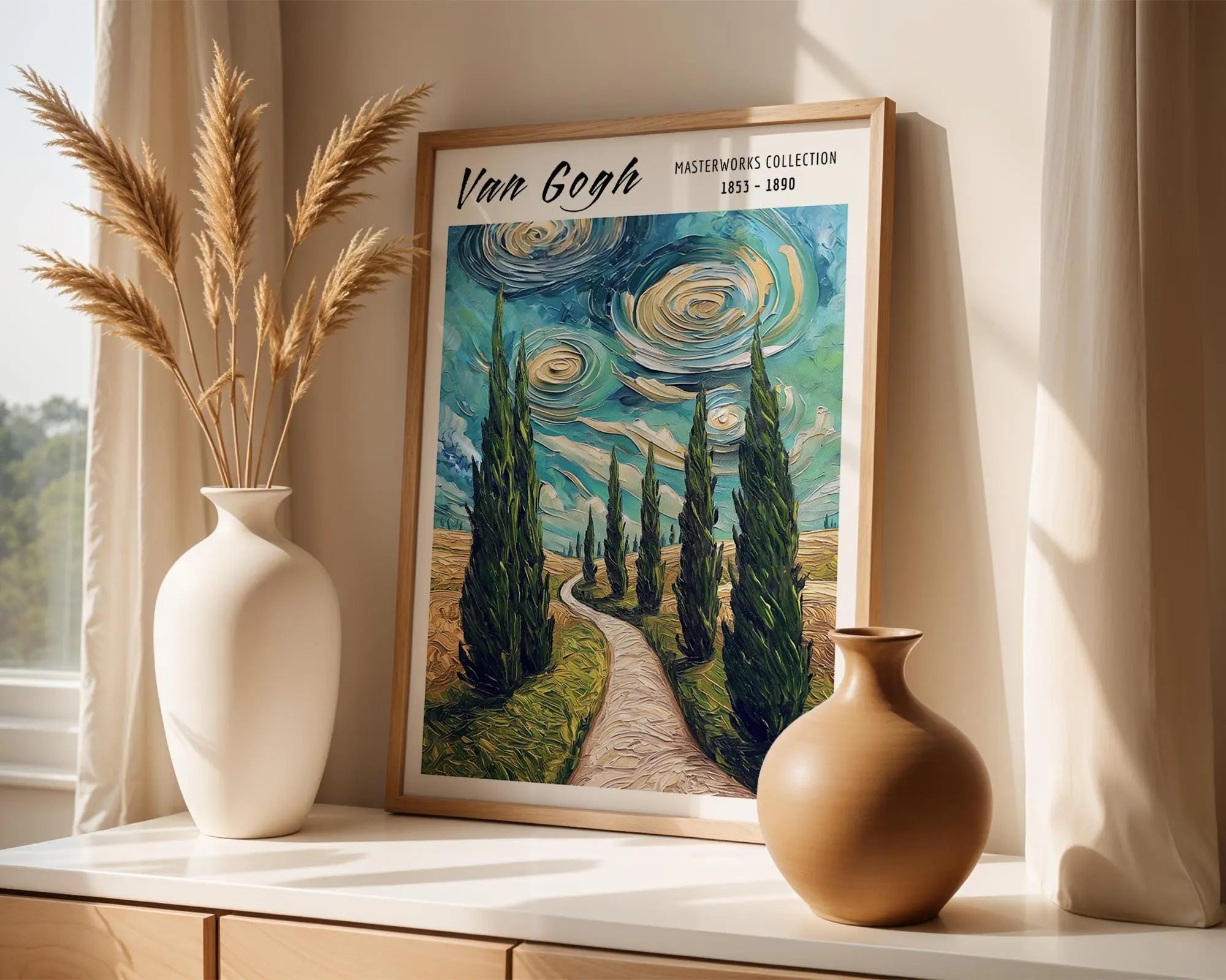 Van Gogh Print | Cypress Trees  | Impressionist Landscape Art wall art print, modern home decor, unframed artwork by Nomad & Nest
