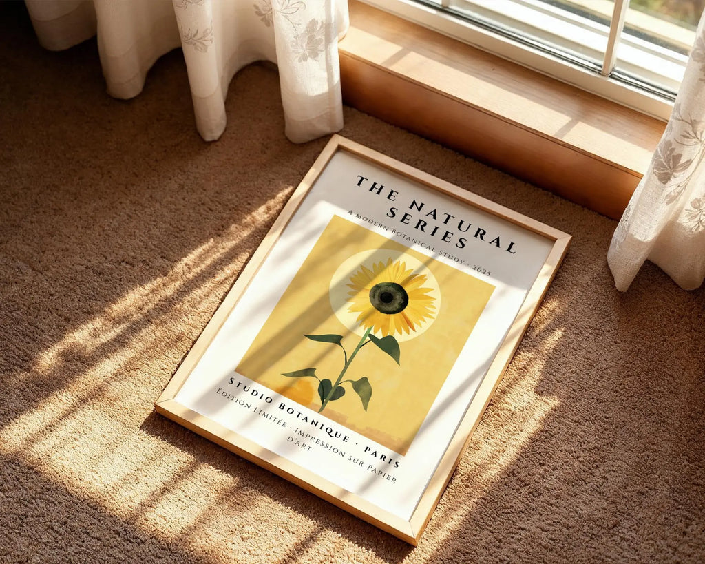 Minimalist Sunflower Art Print • Golden Yellow Botanical Wall Decor wall art print, modern home decor, unframed artwork by Nomad & Nest
