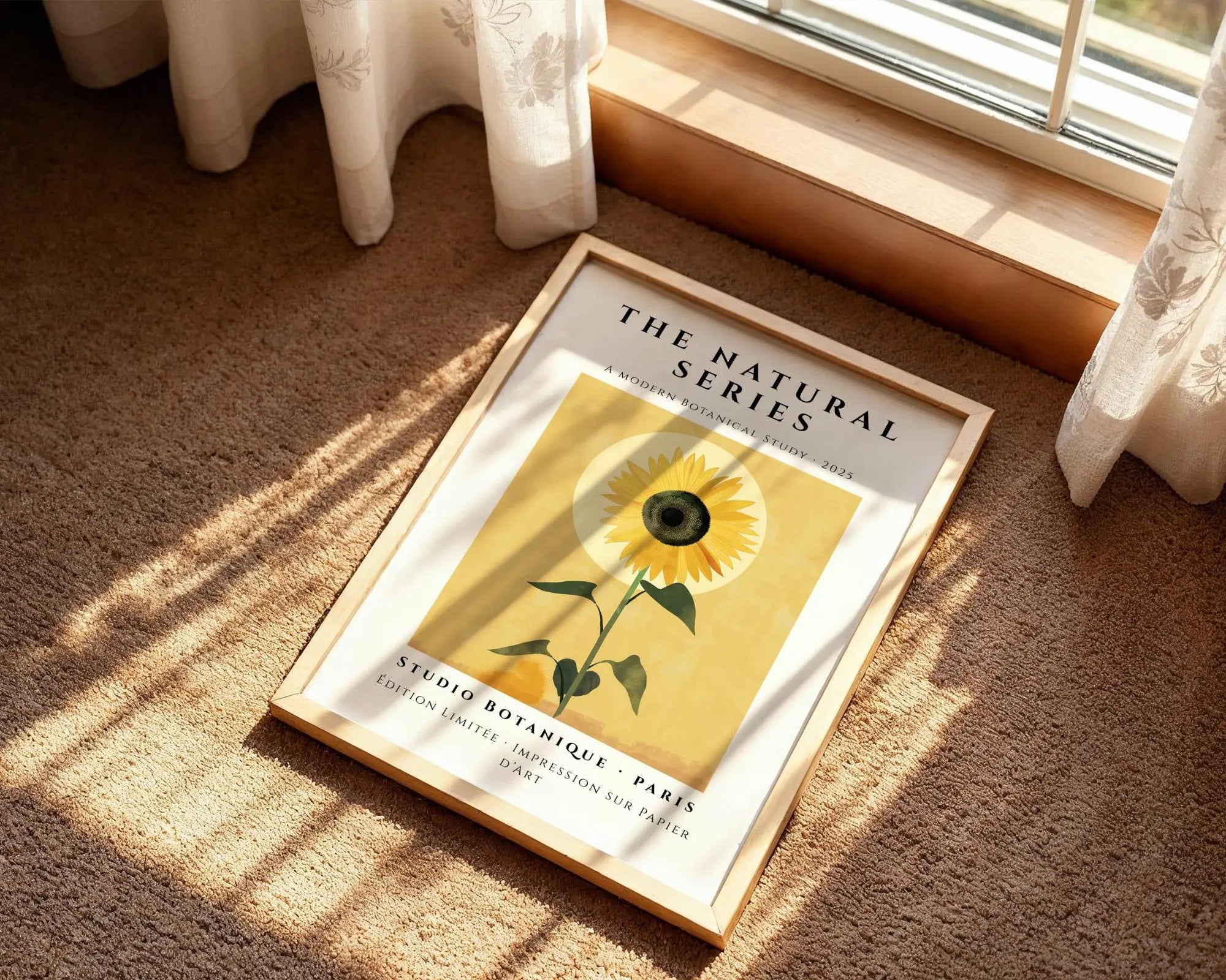 Minimalist Sunflower Art Print • Golden Yellow Botanical Wall Decor wall art print, modern home decor, unframed artwork by Nomad & Nest