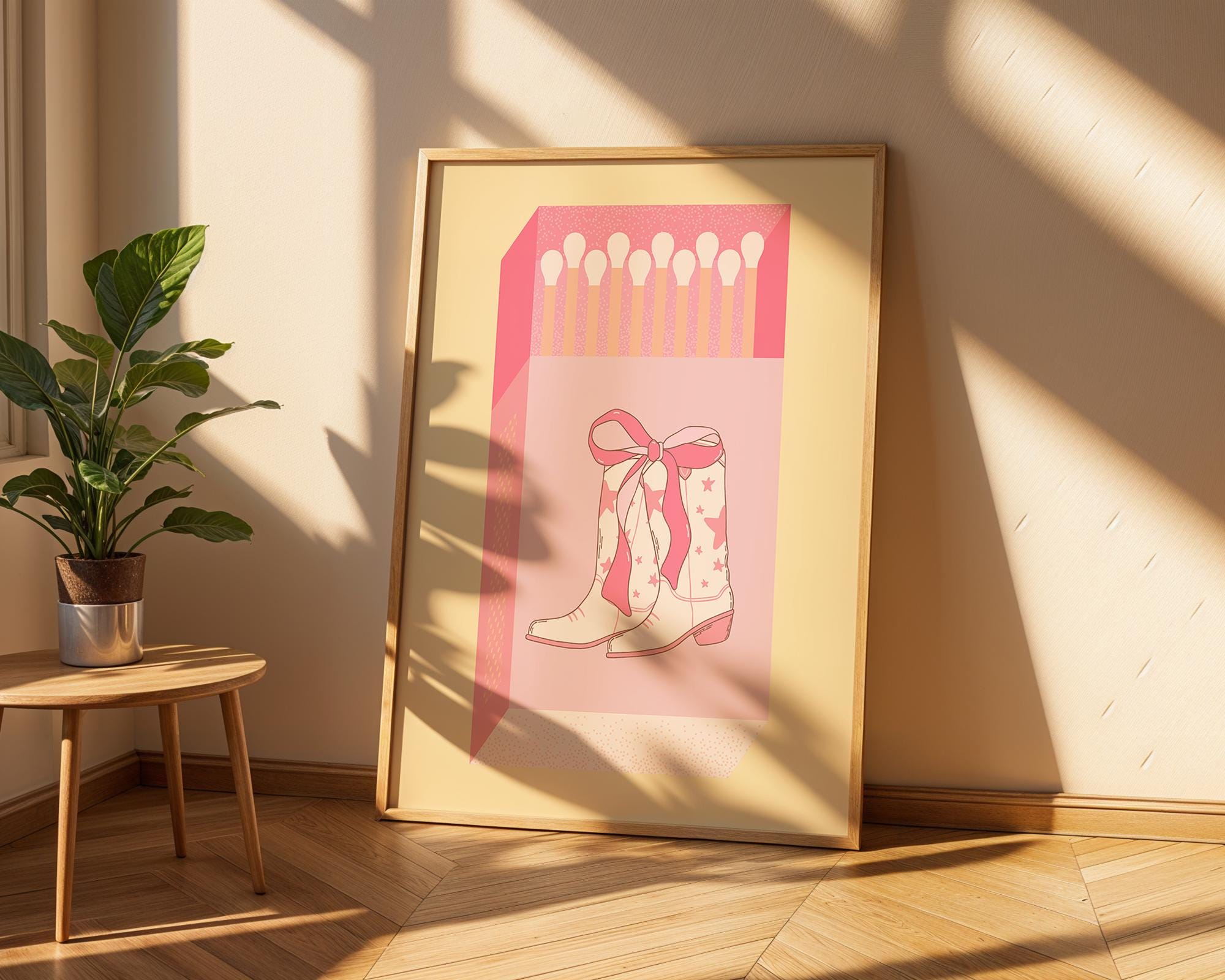 Pink Cowboy Boots Art Print | Whimsical Western Nursery Decor wall art print, modern home decor, unframed artwork by Nomad & Nest