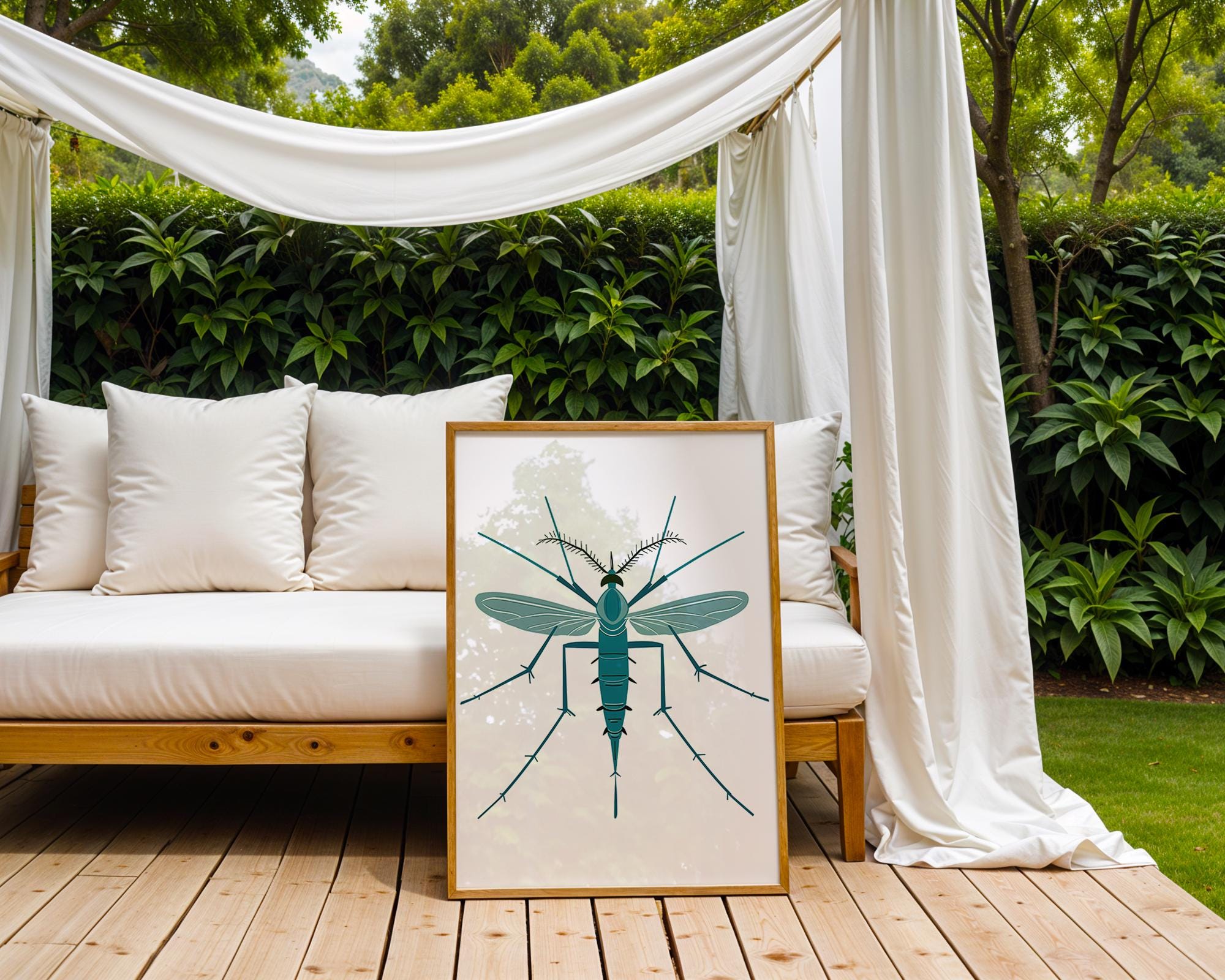 Teal Mosquito Print, Modern Insect Illustration, Science Office Decor wall art print, modern home decor, unframed artwork by Nomad & Nest