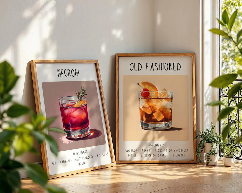 Negroni Cocktail Art Print | Minimalist Bar Cart Poster wall art print, modern home decor, unframed artwork by Nomad & Nest