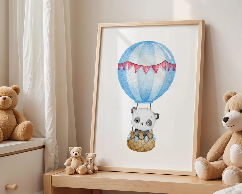 Panda Balloon Print | Nursery Wall Art wall art print, modern home decor, unframed artwork by Nomad & Nest