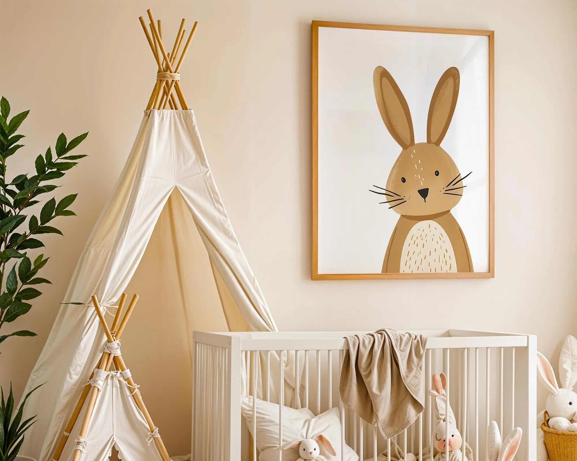 Playroom Ideas | Gentle Bunny Nursery Wall Art | Woodland Baby Room Print wall art print, modern home decor, unframed artwork by Nomad & Nest