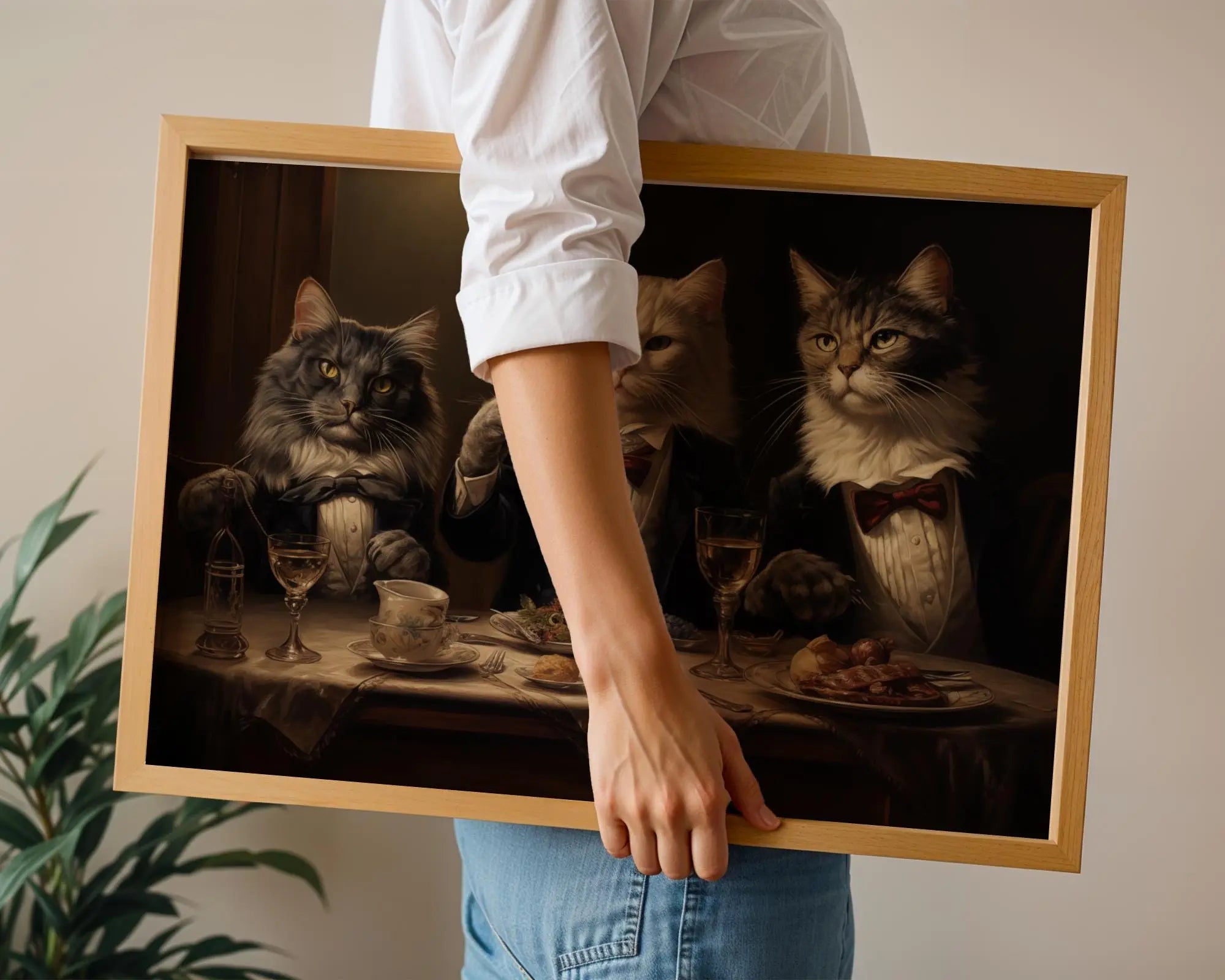 Tuxedo Cats Print – Whimsical Animal Wall Art, Vintage Style wall art print, modern home decor, unframed artwork by Nomad & Nest