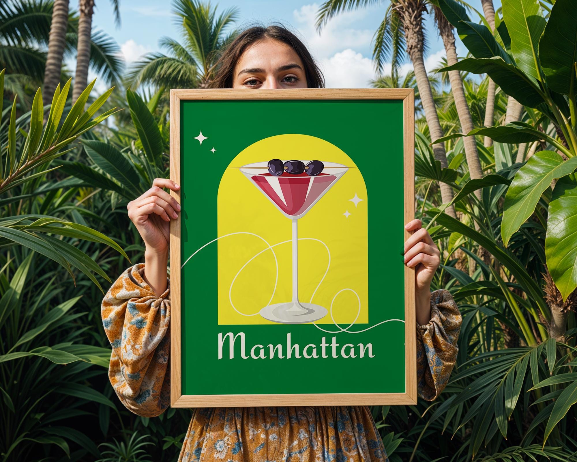 Manhattan Cocktail Art Print | Retro Home Bar Decor wall art print, modern home decor, unframed artwork by Nomad & Nest