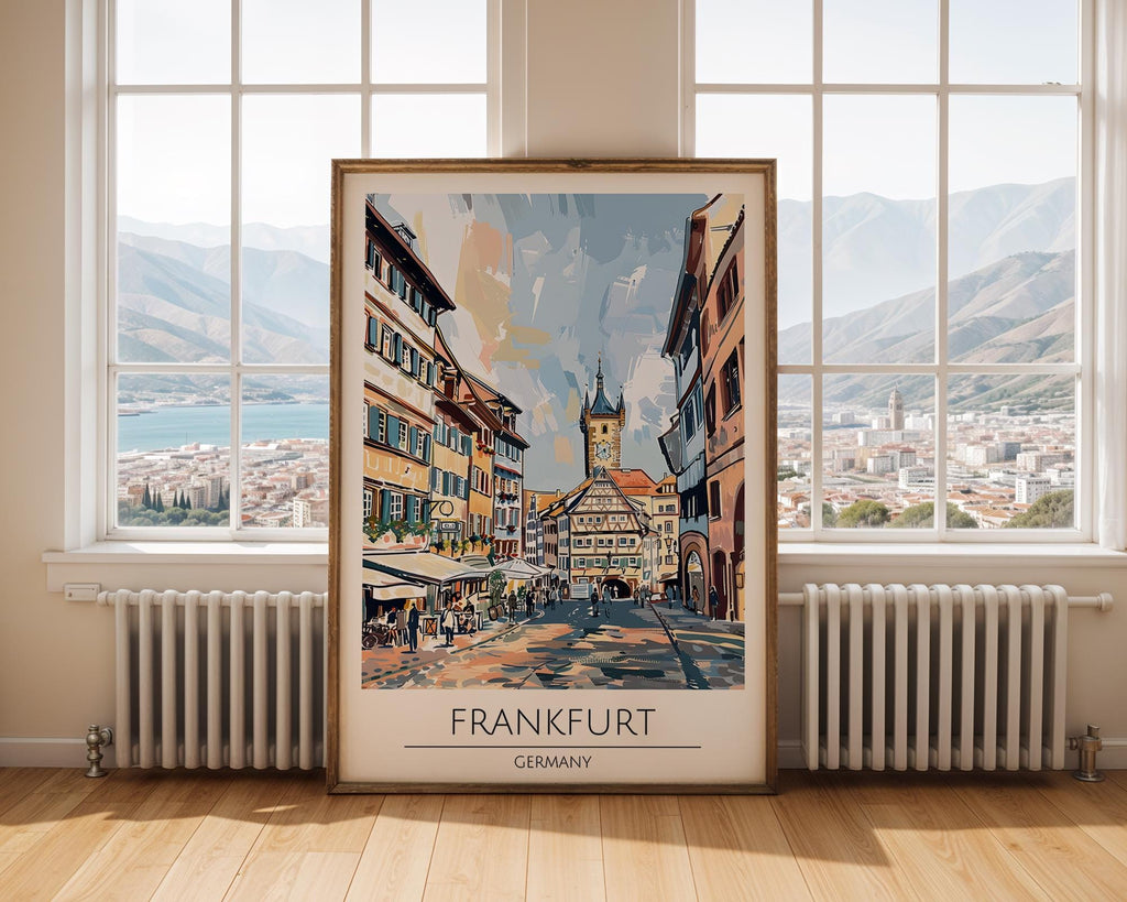 Frankfurt Germany Travel Poster | Old Town Street Print wall art print, modern home decor, unframed artwork by Nomad & Nest