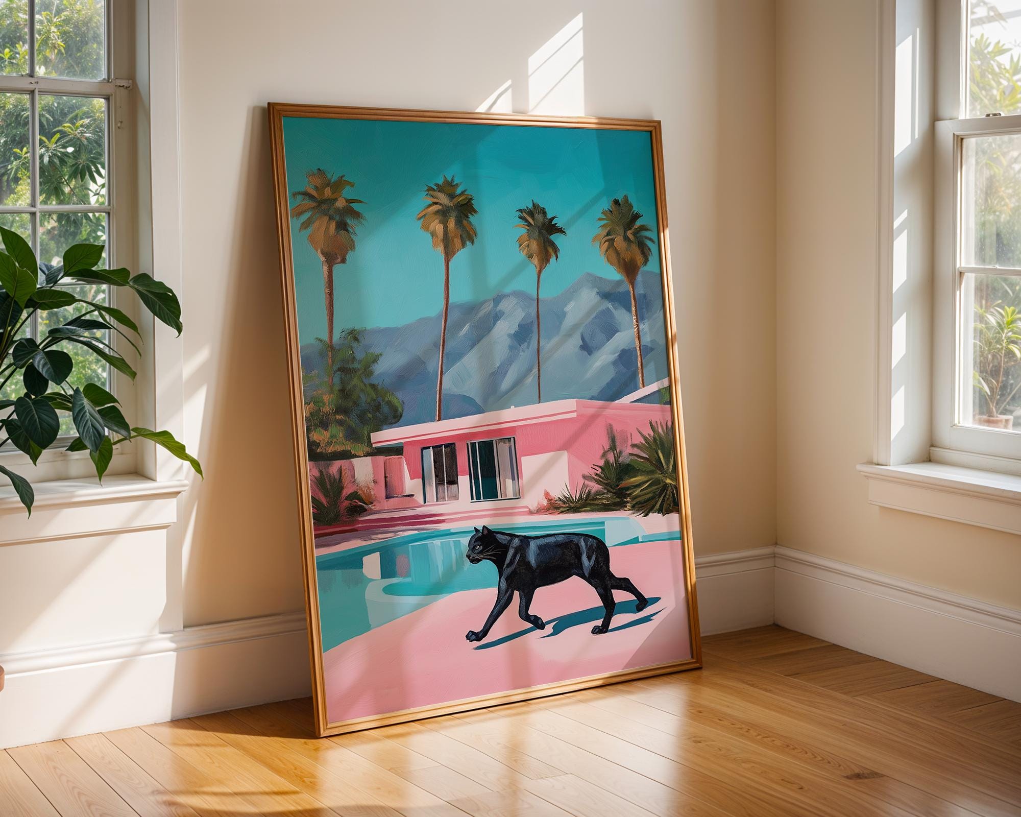 Black Panther Pool Art Print | Tropical Modern Home Decor wall art print, modern home decor, unframed artwork by Nomad & Nest