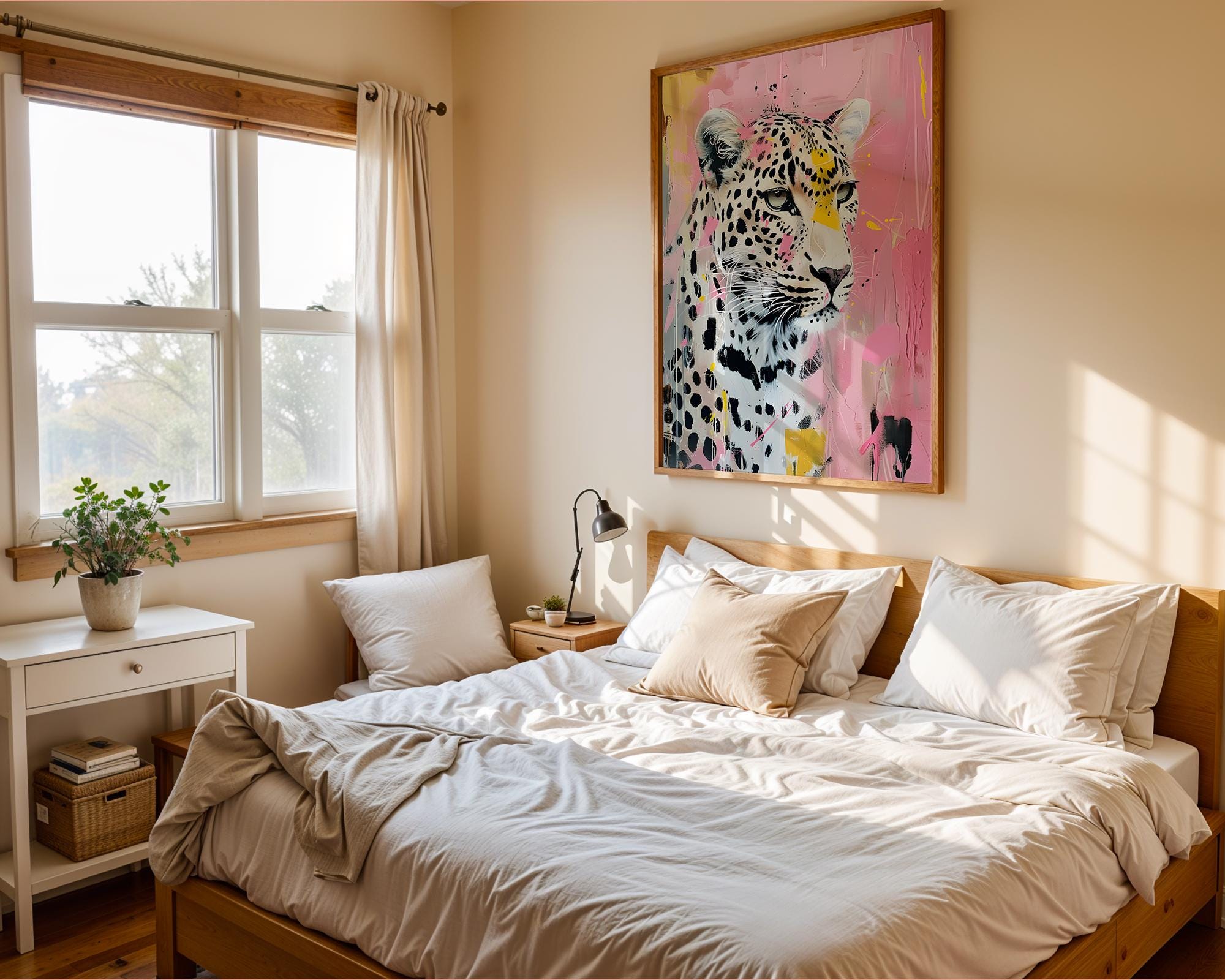 Colourful Prints | Abstract Leopard Print | Pink Animal Portrait, Modern Wall Art wall art print, modern home decor, unframed artwork by Nomad & Nest