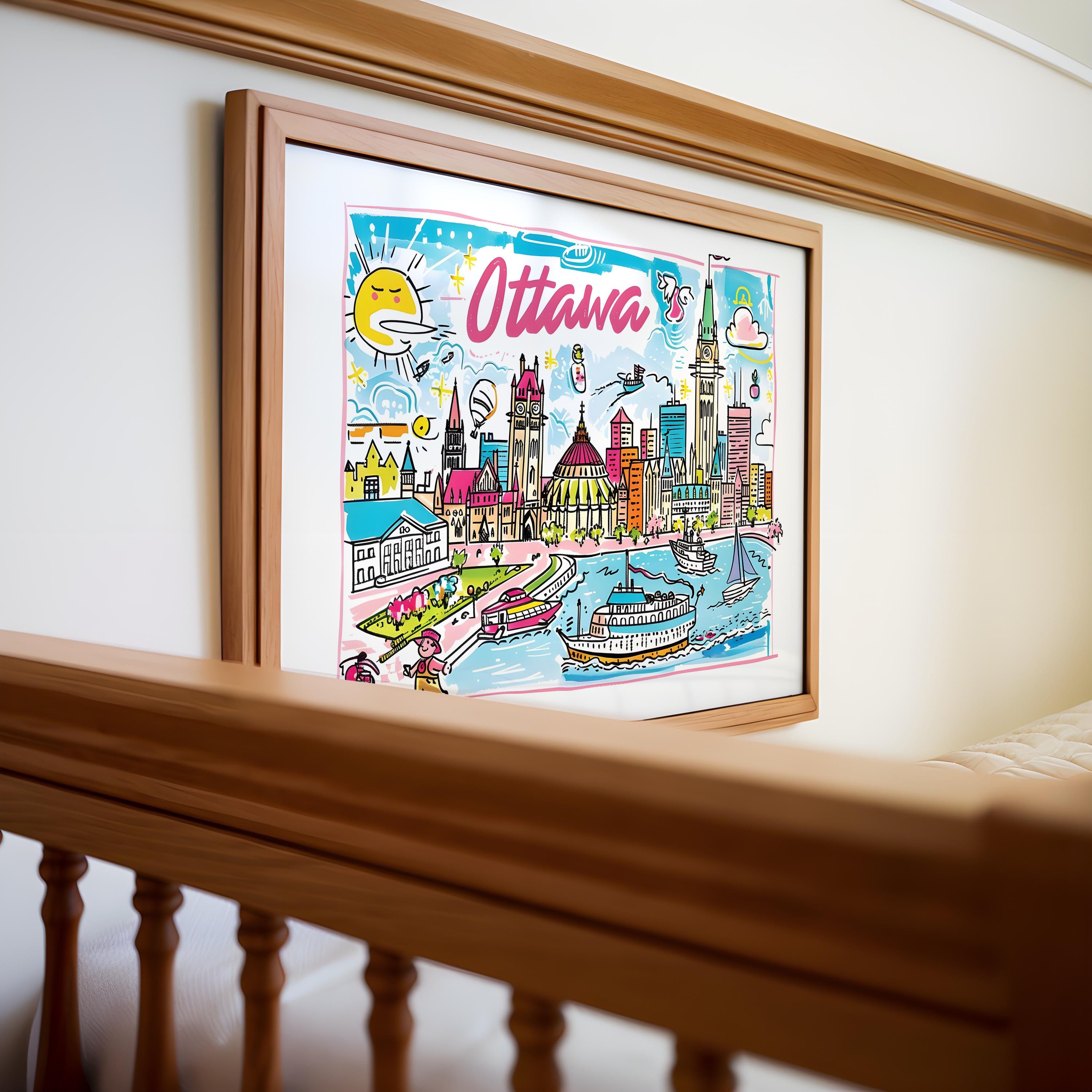 Ottawa Canada Art Print | Colorful City Travel Poster wall art print, modern home decor, unframed artwork by Nomad & Nest