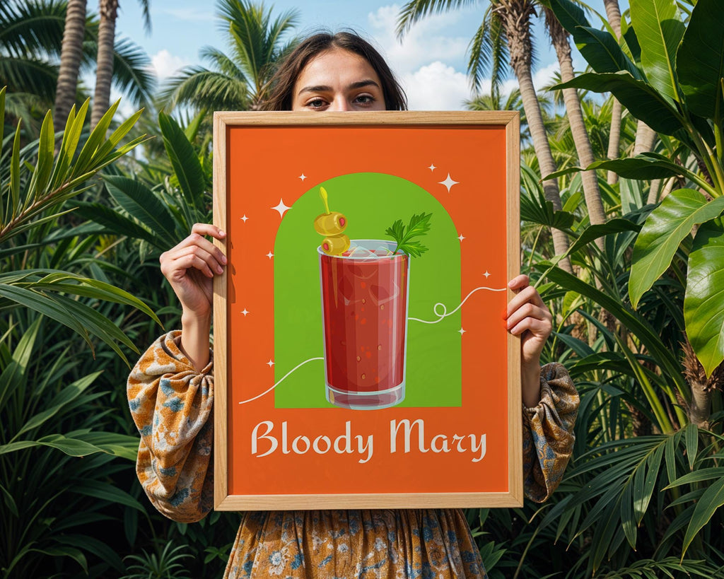 Bloody Mary Cocktail Print | Retro Modern Bar Illustration wall art print, modern home decor, unframed artwork by Nomad & Nest