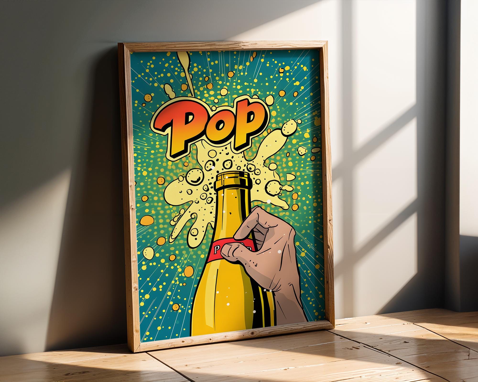 Modern Pop Art | Champagne  Print | Retro Kitchen & Bar Decor wall art print, modern home decor, unframed artwork by Nomad & Nest