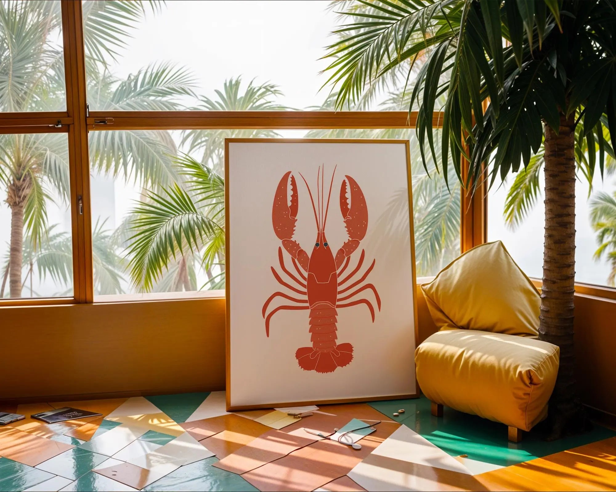 Bold Lobster Print | Coastal Nautical Wall Art wall art print, modern home decor, unframed artwork by Nomad & Nest