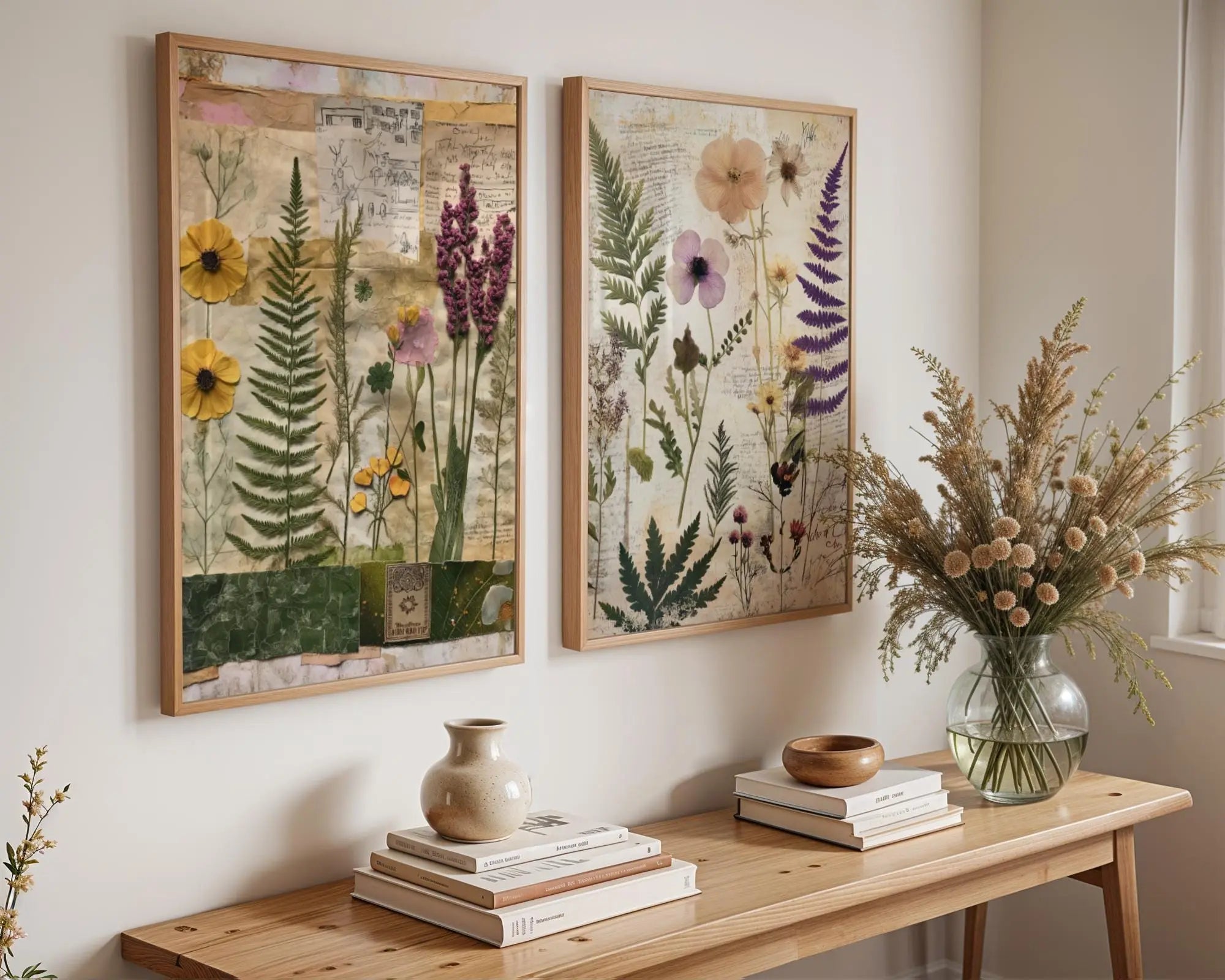 Pressed Flower Botanical Print Set | Vintage Collage Wall Art wall art print, modern home decor, unframed artwork by Nomad & Nest