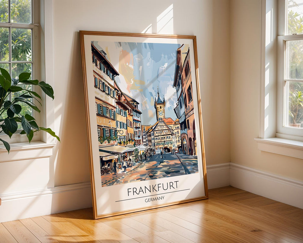 Frankfurt Germany Travel Poster | Old Town Street Print wall art print, modern home decor, unframed artwork by Nomad & Nest