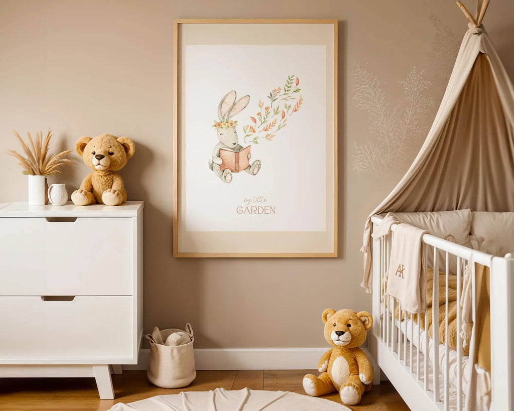 Playroom Ideas | Reading Bunny Nursery Print | Storybook Woodland Wall Art wall art print, modern home decor, unframed artwork by Nomad & Nest