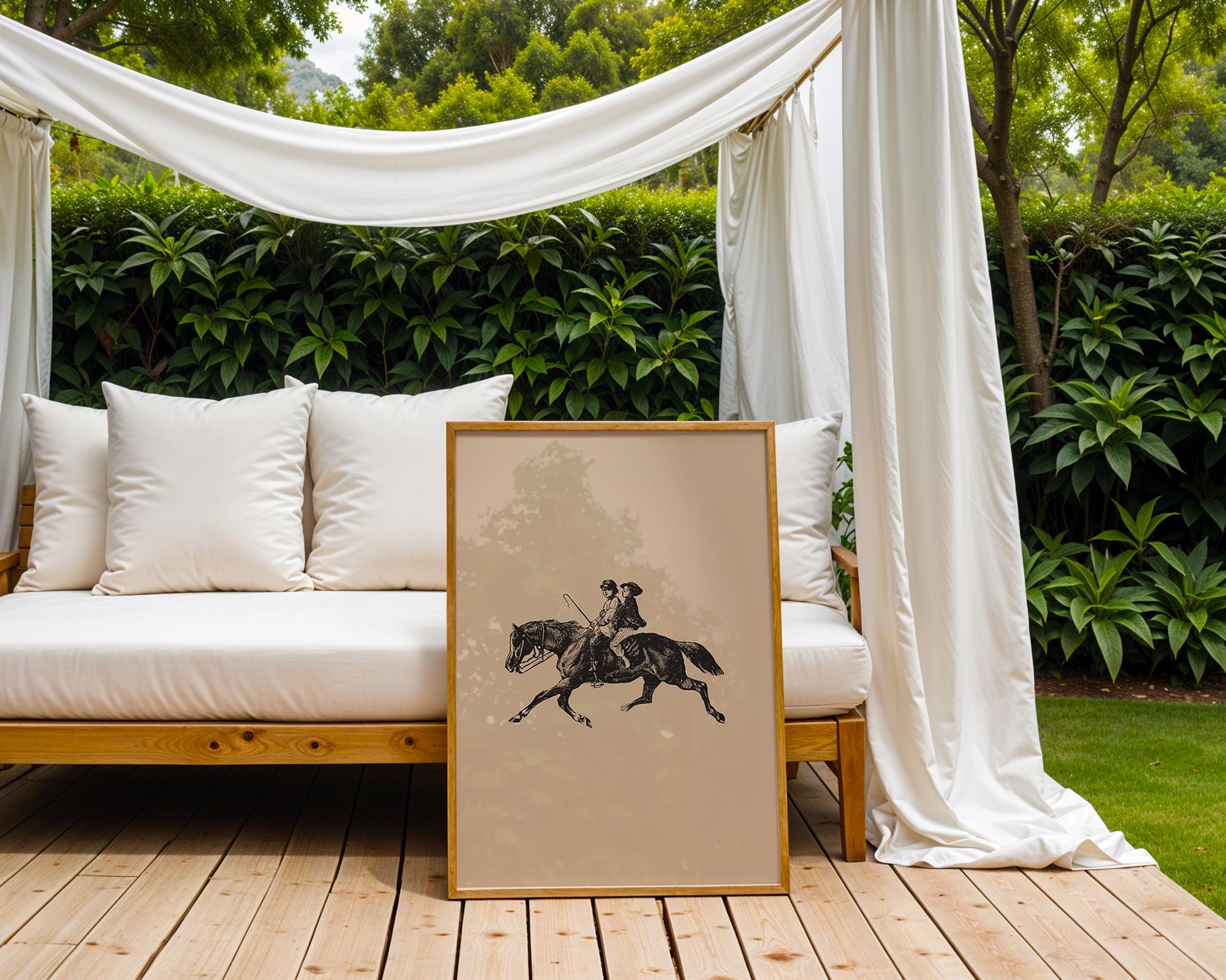 Vintage Equestrian Print | Sepia Tone Horse Riding Poster wall art print, modern home decor, unframed artwork by Nomad & Nest