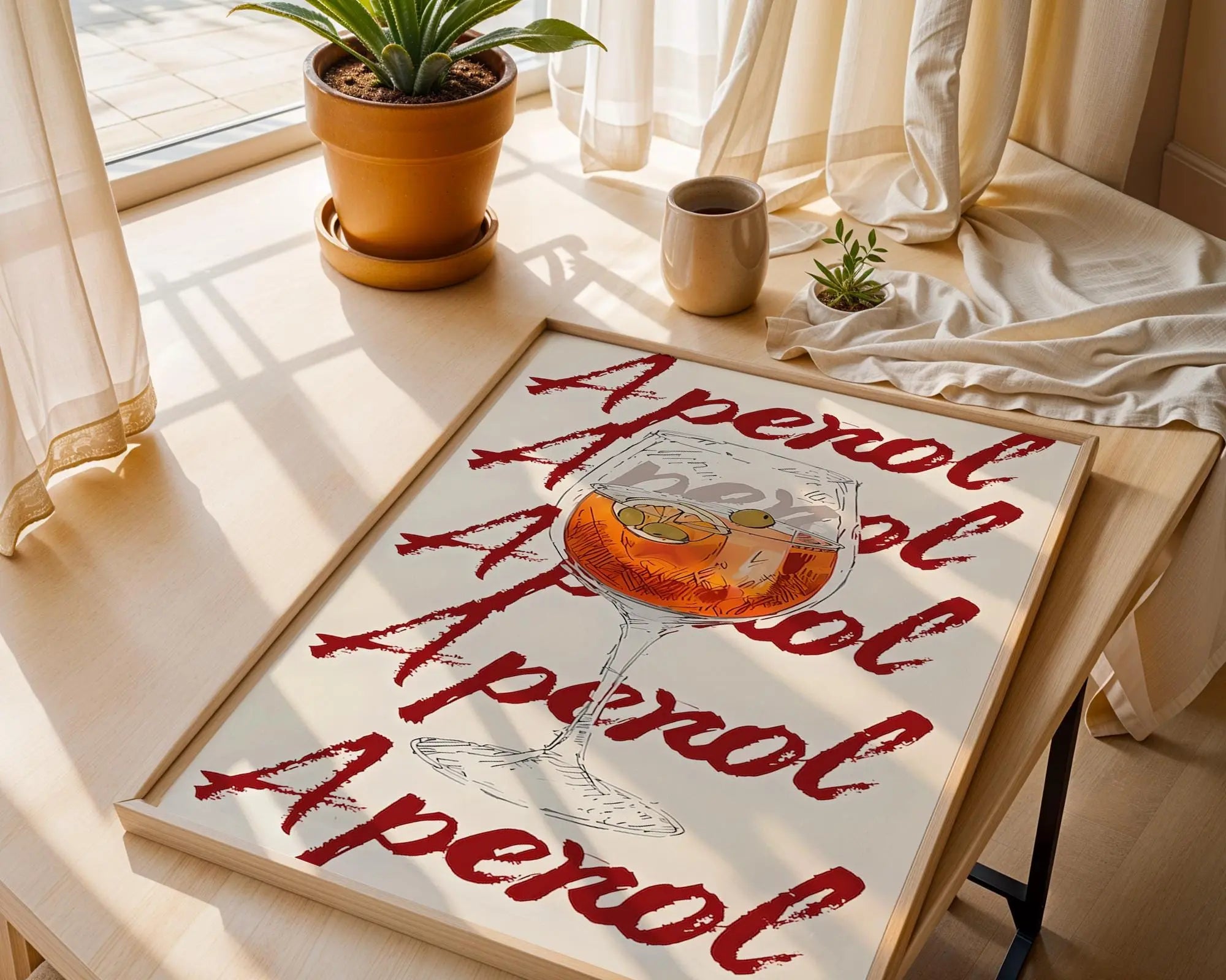 Aperol Spritz Art Print | Italian Cocktail Illustration wall art print, modern home decor, unframed artwork by Nomad & Nest