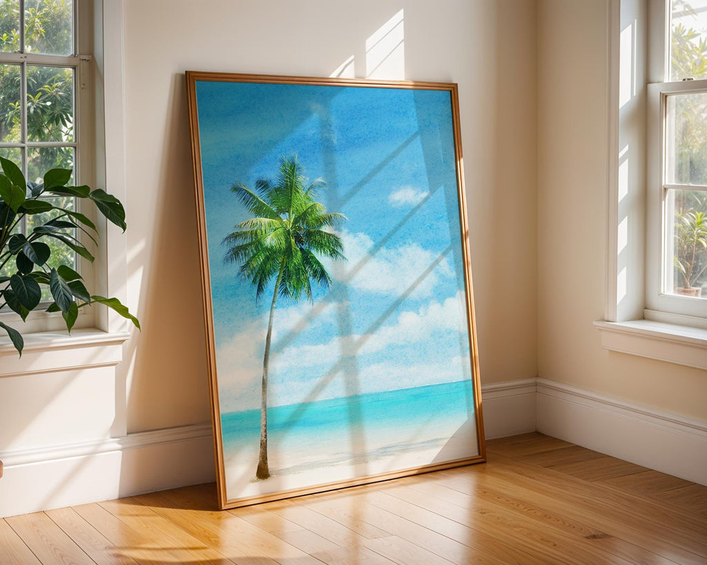 Colourful Prints | Tropical Palm Tree Beach Print • Coastal Summer Wall Art wall art print, modern home decor, unframed artwork by Nomad & Nest