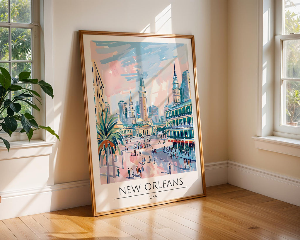 New Orleans Art Print | French Quarter Travel Poster wall art print, modern home decor, unframed artwork by Nomad & Nest