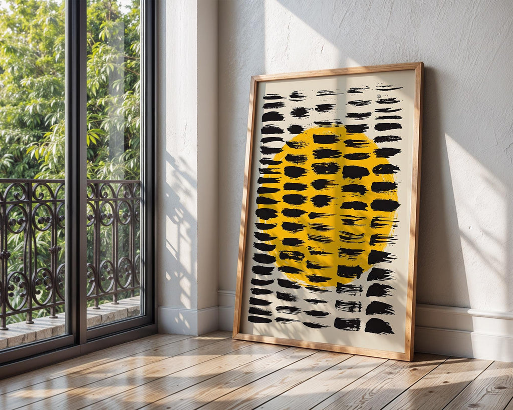Yellow Sun Abstract Print | Modern Brushstroke Wall Art wall art print, modern home decor, unframed artwork by Nomad & Nest