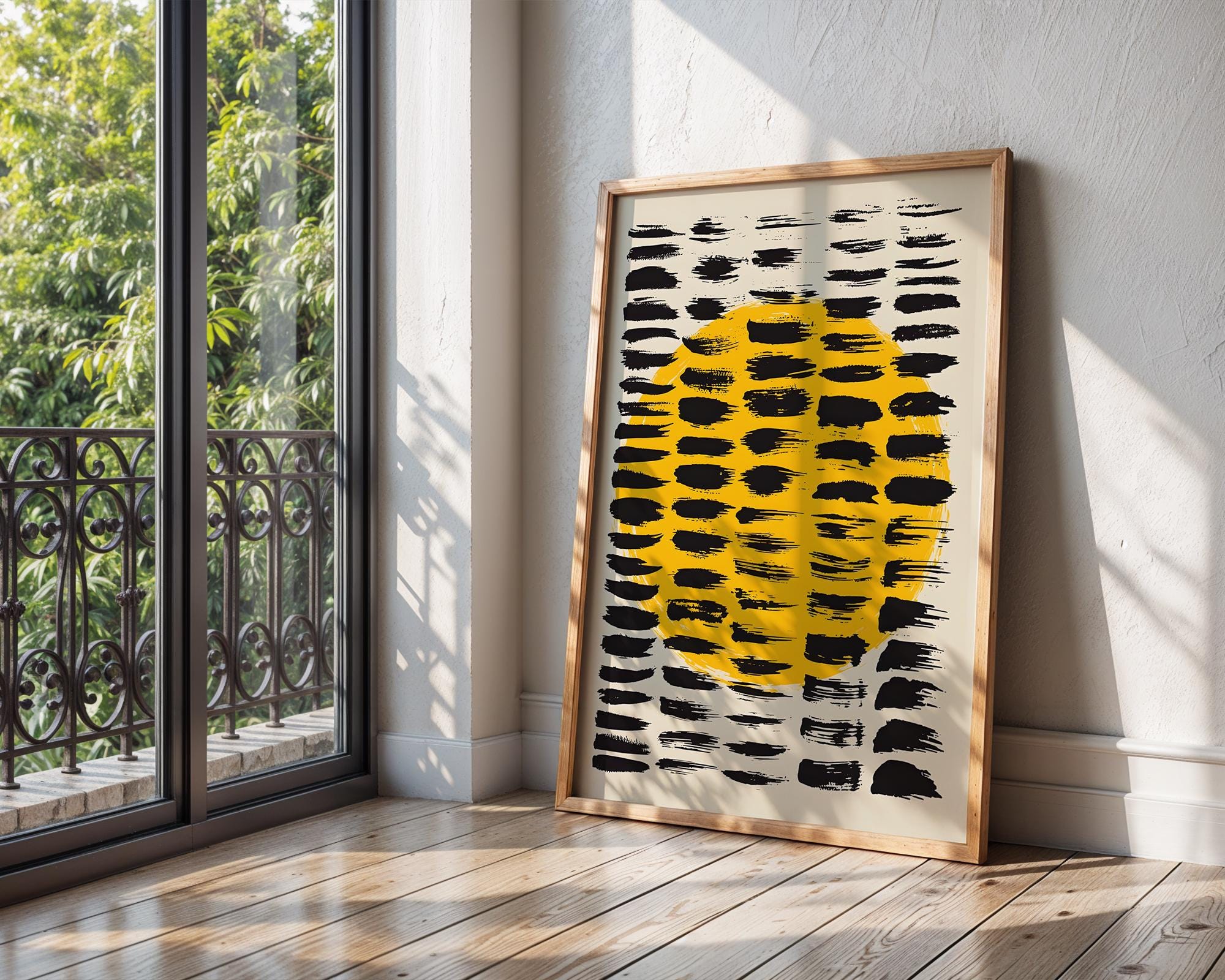 Yellow Sun Abstract Print | Modern Brushstroke Wall Art wall art print, modern home decor, unframed artwork by Nomad & Nest