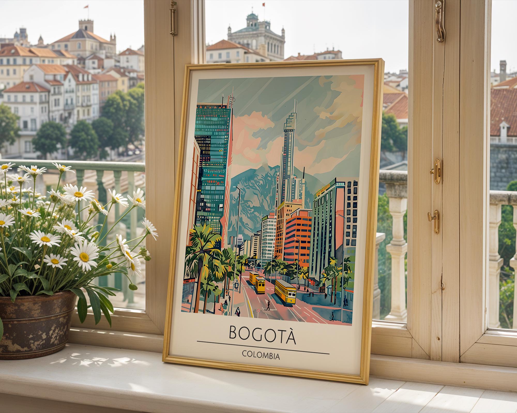 Bogotá Colombia Travel Poster | Modern Cityscape Wall Art wall art print, modern home decor, unframed artwork by Nomad & Nest